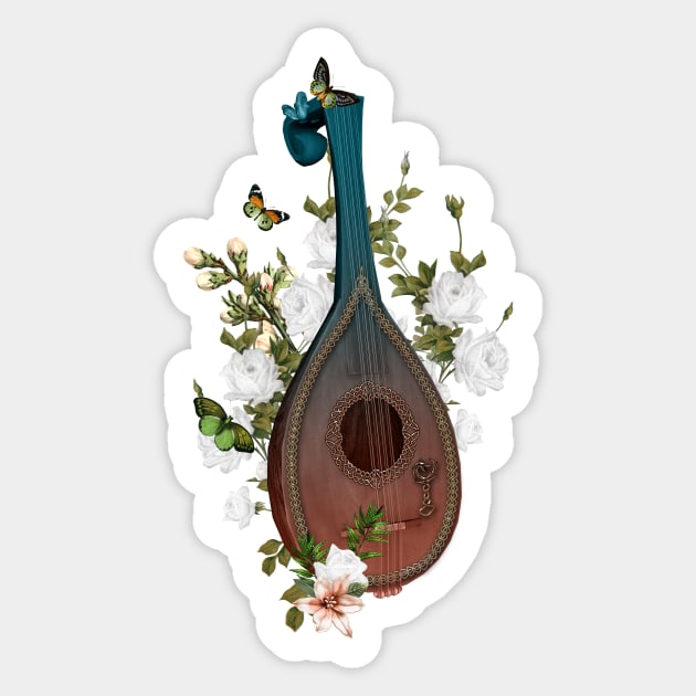 Wonderful elegant lute with flowers and celtic knot Sticker by Nicky2342